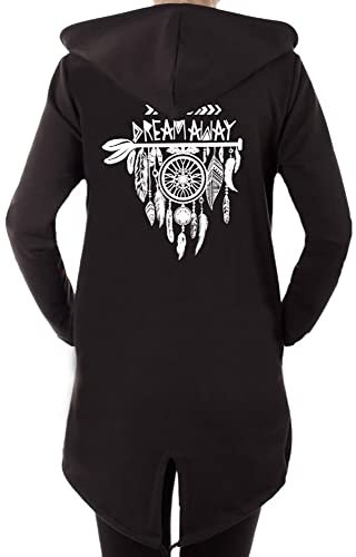 stylx Damen Cardigan Größe 34-50 Dream Away Traumfänger Print Casual Alltag Strick Strickjacke Bolero Mantel Jacke Sweatjacke (as3, Numeric, Numeric_38, Numeric_40, Regular, Regular, schwarz)