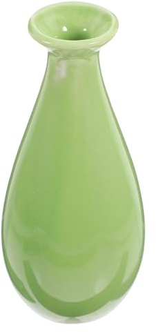 PRETYZOOM Green Ceramic Vase Set of 2 - Small Porcelain Flower Vases for Home and Office Table Decoration Rustic Green Ornaments for Indoor Gardening and Coffee Table Display