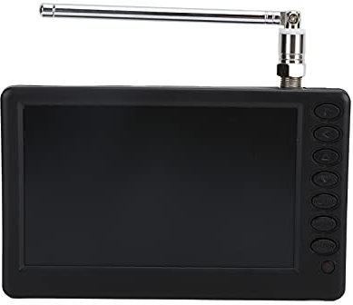 5 Inch Portable TV, 1080p Video Digital Television with USB, Power Switch, Headphone Jack, Memory Card Slot, Color TFT LED Display Mini TV, Rechargeable Battery, UK Plug