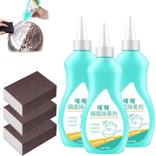 Magic Gel Cleaner per pentole e padelle, detergente per pentole in acciaio inox, detergente per fondo pentole, gel nero per la pulizia del fondo delle pentole, detergente per fondo pentole e padelle,