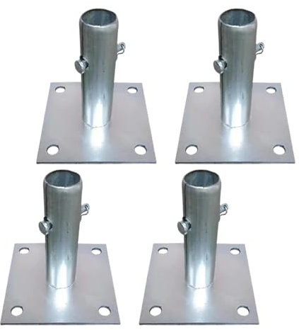4-Piece Scaffold Base Plates, Adjustable Steel Support, 12x12cm Galvanized Square Base, Enhanced Stability Accessory for Construction & Commercial Scaffolding