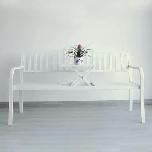 SORVA Banco de jardín elevable, Banco de Metal con Respaldo, Banco de Parque para 3 Personas, Banco de Patio al Aire Libre, Silla de Banco con Estructura de Acero, Muebles de Asiento Resistentes a