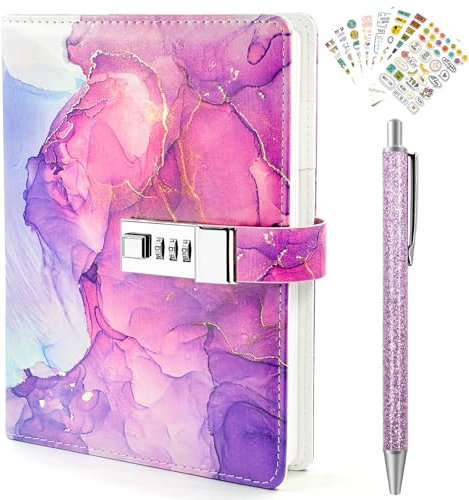 Seyaom Tagebuch mit Zahlenschloss für Mädchen und Erwachsene Frauen, Leder Notizbuch A5 mit Stift Gefühlstagebuch Passwort Tagebuch für Kinder Teenager, Geschenke für 10 11 12 13 jahre Mädchen