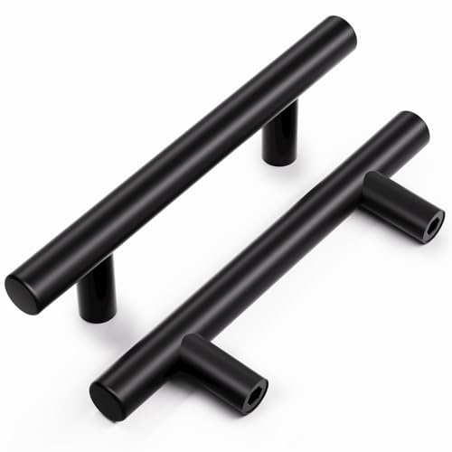 Vepagoo 25 Tiradores Negros Cocina, Distancia Entre Orificios de 128 mm, Tiradores de Acero Inoxidable para Armarios Cocina, Armarios Dormitorio, Muebles, Etc.
