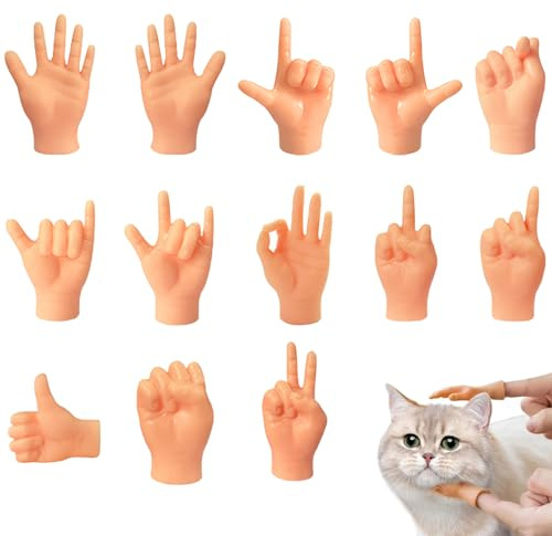 13Pcs Tiny Hands, Middle Finger Puppet, Tiny Hands on Sticks, Finger Props Rock-Paper-Scissors Toys for Game, Halloween, Christmas, Funny Hand Accessories