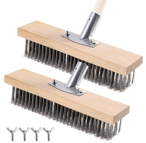 Tête de Balai Métallique 30 cm, 2 Pcs Brosse à Balai Métallique Portable, Brosse de Balayage de Cour pour Nettoyage Trottoir, Allée, Cour, Terrasse