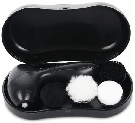 Electric Shoe Polisher with 4 Brush Heads Portable Shoe Shiner Dust Cleaner Leather Polishing Waxing Care Kit