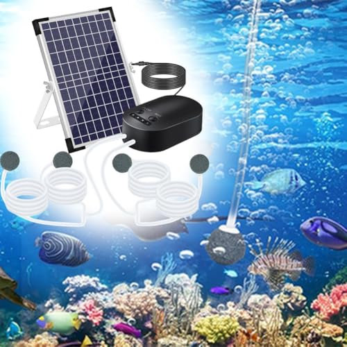 Aérateur solaire de bassin 10 W, pompe à air solaire pour étangs à poissons extérieurs avec batterie de 4400 mAh, 3 modes pour oxygénateur de bassin pour l'aquaculture de carpes koï dans le jardin