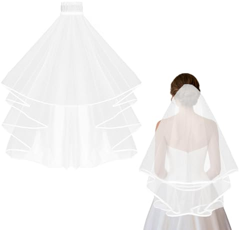 Hen Party Veil – Elegant Hen Do Veil with Satin Edge, Classic Bride to Be Veil, Wedding & Hen Party Accessories, Fun Bachelorette Party Accessories for Bride