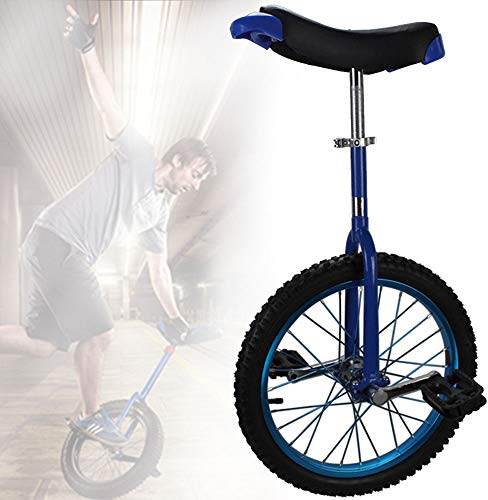 Enhjuling 16/18/20 tum, enhjuling med halkfria hjul, lättmetallfälg extra tjockt däck, justerbart säte, for utomhussport Fitness Träning Hälsa(Blue,20inch)