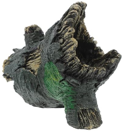DOITOOL Refugio de Camarones de Acuario de Resina con Diseño de Madera, Refugio Multifuncional para Reptiles y Tortugas en Contenedores de Agua No Salada