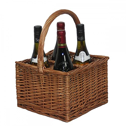 Red Hamper Double Steamed 4 Bottle Drinks Basket