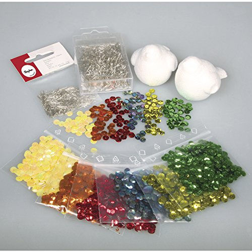 Rayher 39248000 Pailletten Bastelset Vögel Piep&Matz, 2 Vögel, SB-Blisterbox