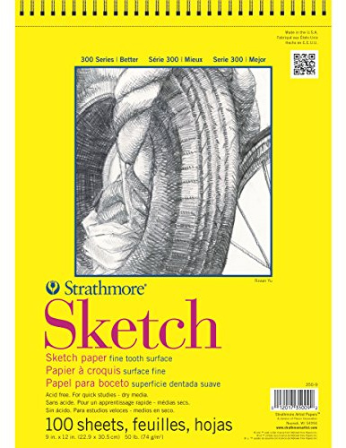 Strathmore 300 Series Sketch Pad, 11x14 inch, 100 Sheets, Glue Bound - Artist Sketchbook for Drawing, Illustration, Art Class Students