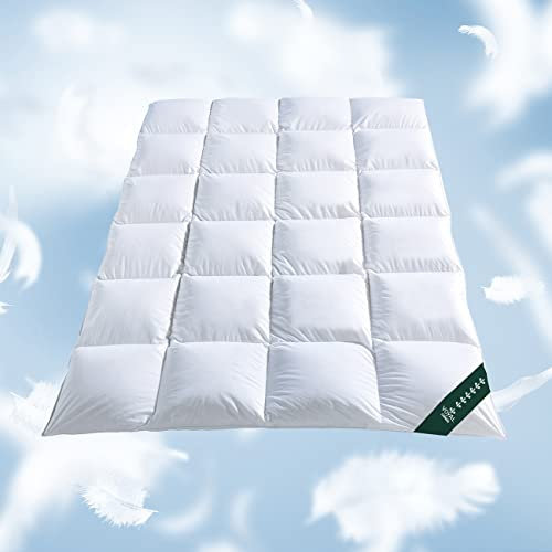 VOYAL LINNEN Wolkenbett I Premium Ganzjahresdecke 135x200 cm, NOMITE Daunendecke I 800g Füllung aus höchster Daunenqualität, warm & atmungsaktiv I Allergiker Daunenbettdecke 135x200 mit ÖKO Tex 100