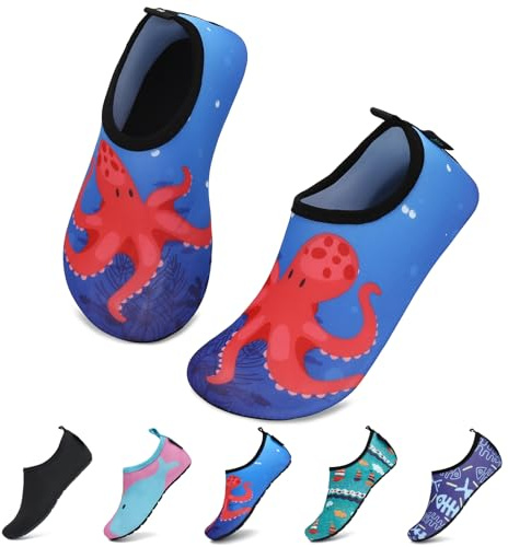 SAGUARO Escarpines Niño Niña Zapatillas para Agua Zapatos de Río Playa Calzado Deportes Acuáticos para Piscina Buceo Surf Natación Nadar Mares Vela Rocas, Azul Cobalto, 34/35 EU