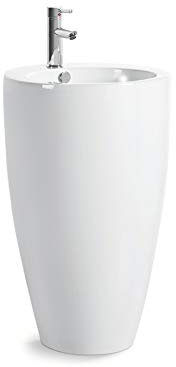 GT-LUX Lavabo lavandino lavello a colonna da appoggio a terra in ceramica bianca quadrato | rotondo ovale (Ovale - YH400)