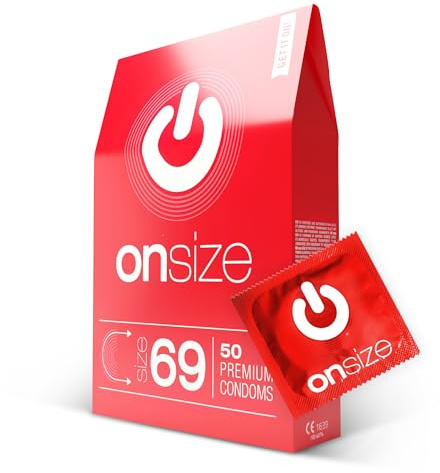 ON) ONsize Preservativi | 69 mm larghezza | 50 pezzi | sottili 0,07 mm spessore | per Uomini