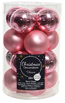 Weihnachtskugeln Glas 35mm x 16 Stück kleine Christbaumkugeln rosa pink
