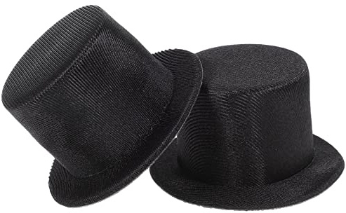 Abaodam 2pcs Mini Black Top Hats Christmas Doll Crafts Hat for DIY Hair Accessories decorate Christmas Tree Ornaments