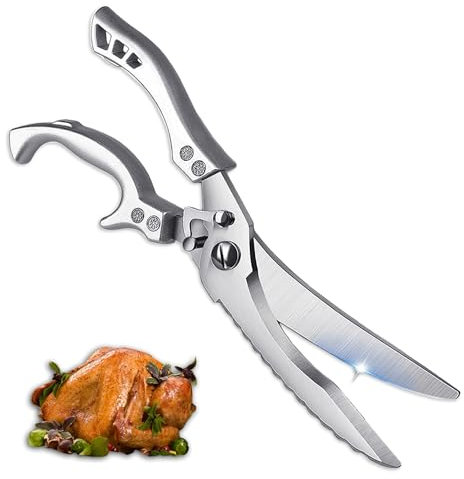 Forbici da Cucina,Forbici da Carne,Forbici da Pollame,Forbici da Pollo Trinciapollo,PerCarne,Osso di Pollo, Verdura，Chiusura Sicurezza e Meccanismo Molla，Affilate Acciaio inox Forbici Trinciapollo