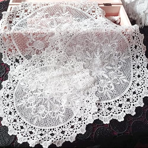 4er Set Platzsets Weiße Spitze Handarbeit Geklöppelt Spitzendeckchen Häkeldeckchen Tischdecke Tischsets mit Blumenmuster Runde Gestickte Untersetzer für Tassen,Getränke,Schalen,Töpfe,Teller,Vasen 30cm