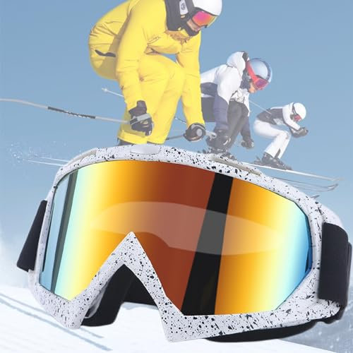 Weploda Anti-Nebel Snowboard Brille, Motocross Brille, UV Schutz Skibrille, Snowboardbrille Für Brillenträger, Gummibandverstellung, Integrierter Bequemer Schwamm, Geeignet Skifahren, Radfahren Usw