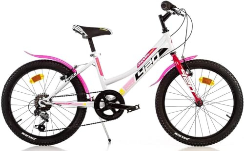 Bici per Bambina Bicicletta Mountain Bike Dino Bikes Aurelia MTB 420 Taglia 20 Pollici Cambio 6v (Bianco)