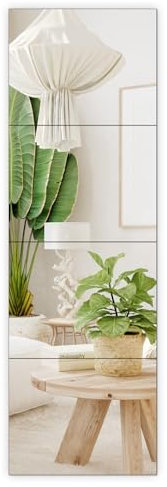 RLAVBL 4 Stück Spiegelfliesen 35,6 x 28 cm, Glas Wandspiegel geeignet für Wohnzimmer, Badezimmer