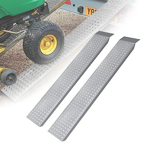 LILIIN Lot de 2 rampes de chargement pour voiture - 400 kg - En acier galvanisé - Rampe de charge - Rampe de charge - Rampe en aluminium pour moto, remorque, tondeuse à gazon, tracteur à gazon (135