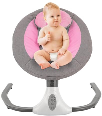Elektrische Babywippe Babyschaukel bis 18kg,Babywippe und Liegestuhl,Mit Fernbedienung und Bluetooth,Babyliege Schaukelstuhl Kinder