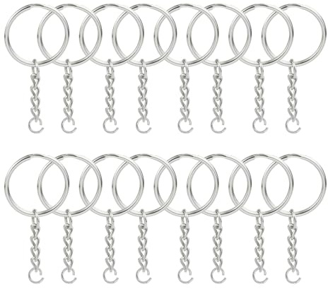 100 stycken nyckelring inkluderar rund nyckelring med kedja och öppna hoppringar metall delad nyckelring clips hängande nyckel handgjorda smycken