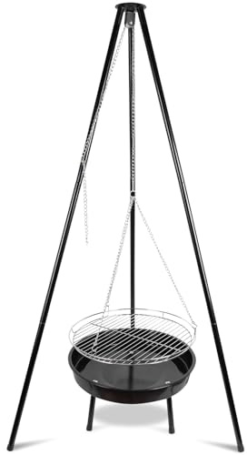 guogiyala Tripod Grill - Camping Fire Portable griil with Adjustable chain, suitable for outdoor camping and backyard cookouts