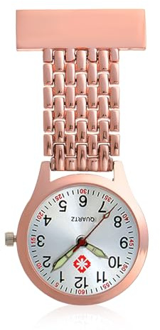 Reloj de bolsillo para enfermera con movimiento de cuarzo que brilla en la oscuridad, reloj de bolsillo ajustable de acero inoxidable para médicos, paramédicos y profesionales médicos, pin de solapa