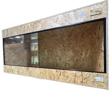 PogonaReptile66 Terrarium OSB 3 120x60x60 cm en Bois pour Reptiles avec Vitres Coulissantes en Verre et Aérations en INOX