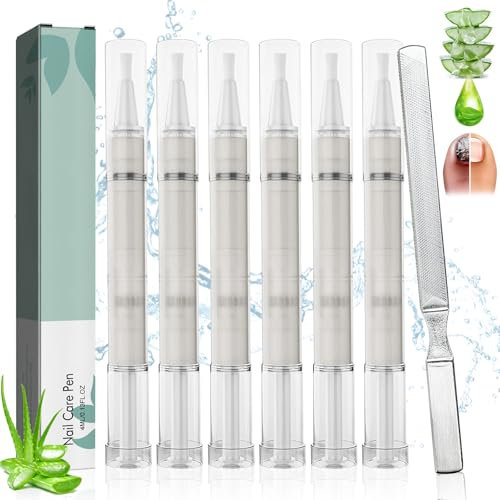 6 Pezzi Nail Care Pen, con Lima Unghie, Penna per la Cura Delle Unghie, Arricchito con Ingredienti Naturali come Olio di Tea Tree, vitamina E e Aloe Vera