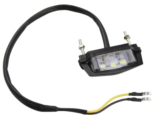 coalwop Universal Motorcycle Number Plate Light 12V Waterproof LED Motorbike License Plate Lamp, 3-LED Auto License Plate Light Rear Tail Lamp Registration Plate Light White Simple 2 Wire Connection