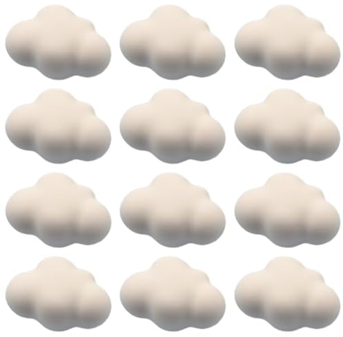 12 pièces de jolies poignées en céramique en forme de nuage pour armoire de cuisine, boutons blancs pour porte, tiroirs pour chambre d'enfant, placard, commode, boutons pour meuble de chambre et