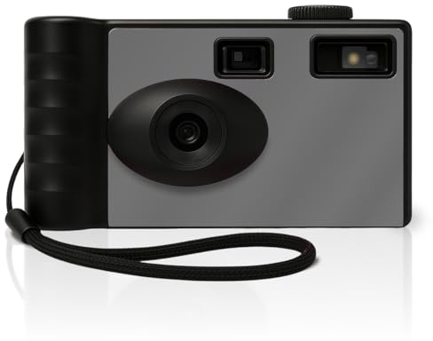 LENSY Screen Free Digital Camera | Four Built in Filters | Rechargeable, 8mp, Lightweight, Focus-Free, Auto-Flash, Easy-to-Use, Reusable, Retro Film-Style Photos (Gray)