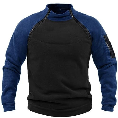 Cexiakong Camiseta deportiva táctica para hombre con mangas dobles sueltas, chaqueta táctica cálida y transpirable, suéter de invierno, deporte, ocio, bloque de color, parte superior sin capucha