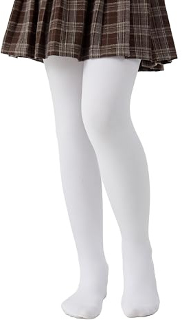 HeyUU Collant termici da ragazza, leggings imbottiti, per danza classica, invernali, caldi, termici, bianco, 4-6 Jahre