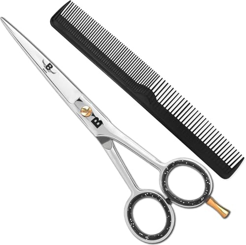 Burax Hairdressing Scissors - 6 Hair Scissors Professional Stainless Steel Hair Cutting Scissor for Women Men Adults Barber Hair Dressing Barber Scissor