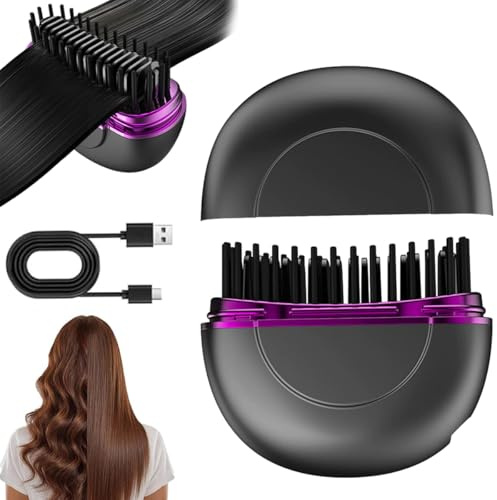 Mini Cepillo Alisador de Pelo, 3 Ajustes De Temperatura Planchas De Pelo Batería de Alta Capacidad para Cabello y Barba