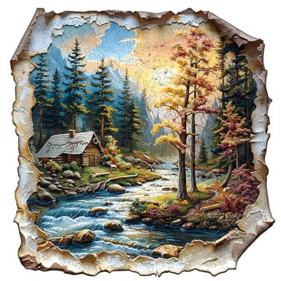 Jigfoxy Autumn Wooden Jigsaw Puzzles for Adults, 265pcs Unique Animal Shape Wood Puzzles, Birthday Gifts for Family Friend with wooden box(12.6 * 12.4in)