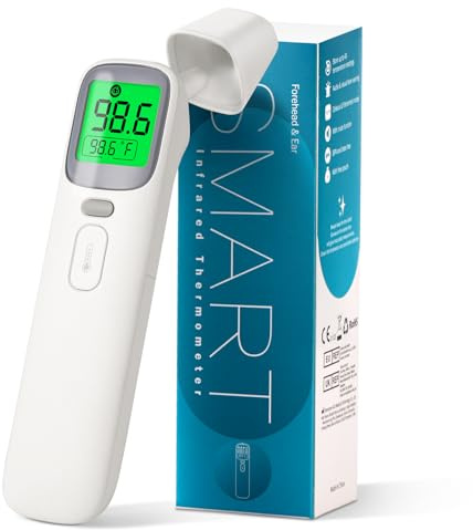 3-in-1 Ear and Forehead Thermometer for Adults Kids with Object Mode Accurate Digital Baby Thermometer Featuri ANG Fever Alarm LCD Screen Silent Mode with Storage Bag White