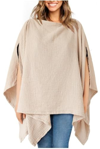 Clothes, bufanda de lactancia para bebé recién nacido, paño de gasa, 2 en 1, multifuncional, antiexposición, manta práctica para cochecito (beige)