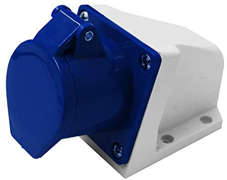 Electraline 80868, Prise industrielle Murale inclinée, 32A, 2P + T, 380V, IP44, Bleu