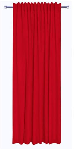 Rollmayer Vorhänge mit Tunnelband Kollektion Vivid (Rot 12, 135x150 cm - BxH - 2 er Pack) Blickdicht Uni einfarbig Gardinen Schal für Schlafzimmer
