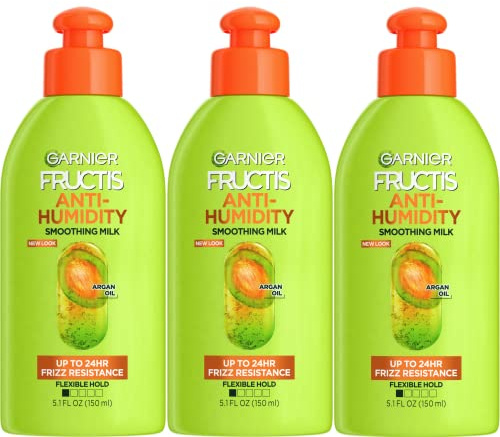 Garnier Fructis Style Anti-Humidity Smoothing Milk for Frizz Resistance, 5.1 Fl Oz, 3 Count, (Packaging May Vary)
