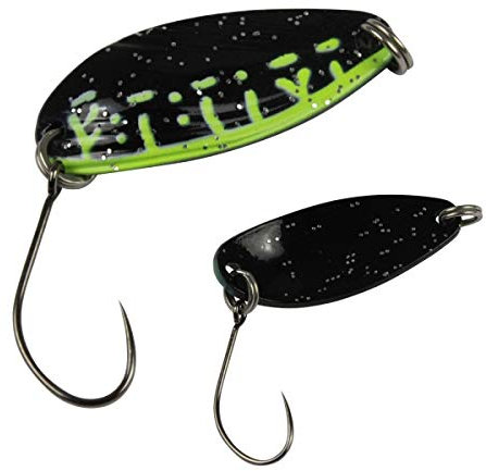 FTM Spoon Break 2,2g - Blinker zum Spinnfischen auf Forellen, Forellenblinker zum Forellenangeln am Forellensee, Spoonblinker, Farbe:grün-schwarz